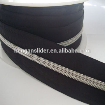 Nylon zipper with silver teeth