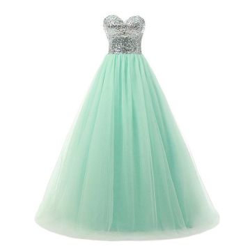 Charming A-line Strapless Ruffled Tulle Satin Sweetheart Evening Gown