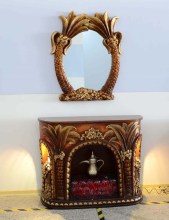 Classic Indoor Used decorative electric Fireplaces with LED light and Resin framed Mirrors