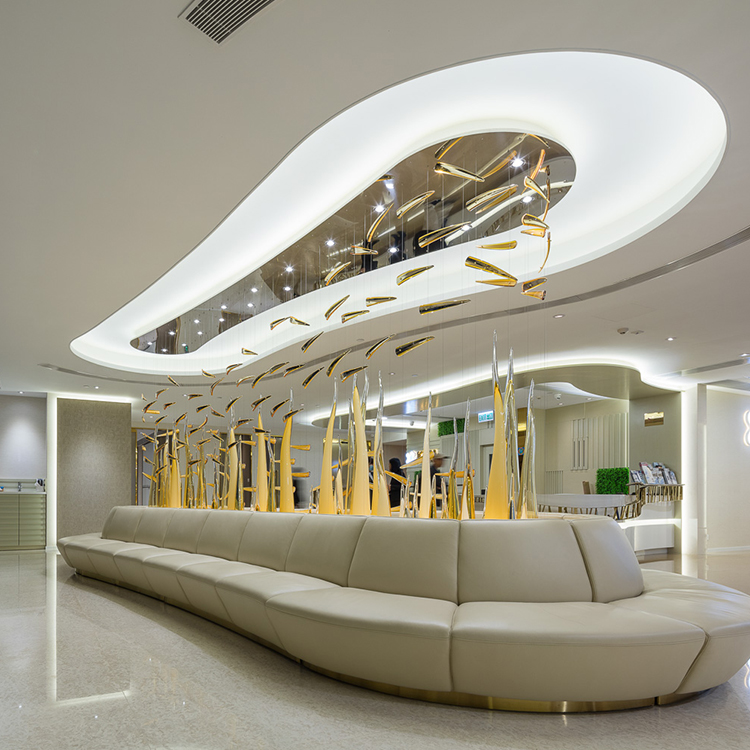 banquet lobby suspended amber crystal chandelier