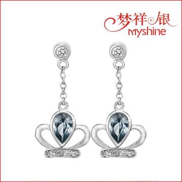 Myshine Fashion and Sweet S925 Silver Crown Earrings