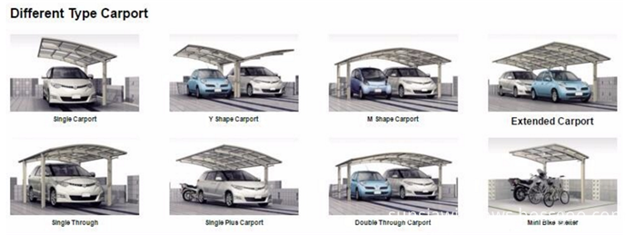 different type of carport