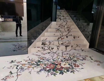 Waterjet Marble Staircase Design: Water Jet Marble Steps and Risers