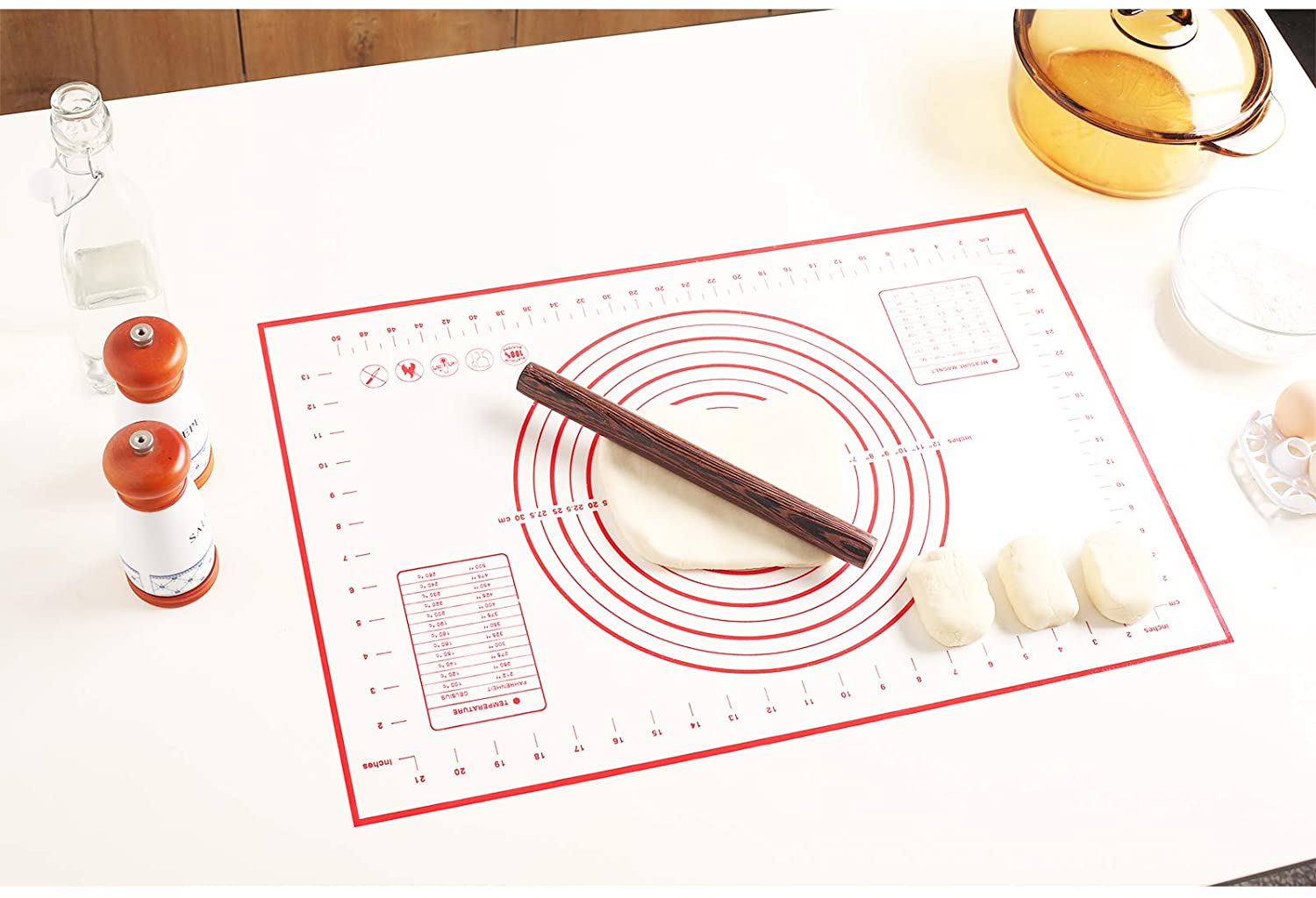 Silikonowa mata do pieczenia ciasta bez kija duża, dodatkowa gruba z pomiarami pieczenia mat hoz cuithware