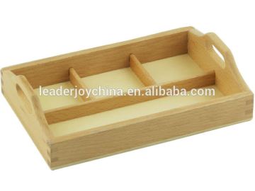 Children montessori wooden educational toys for 3 compartment sorting tray