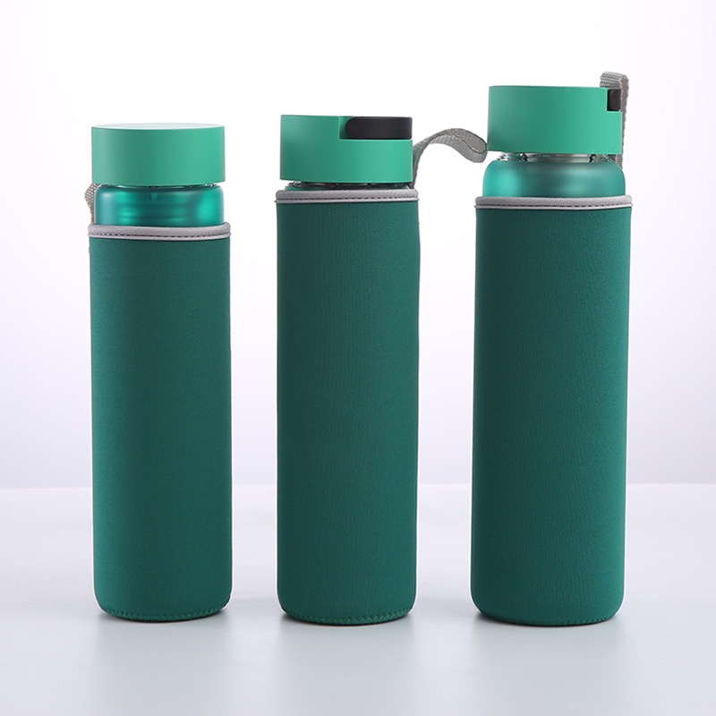 1000ml New Designed Water Bottle Color Glass with Bamboo Lid and Sleeve