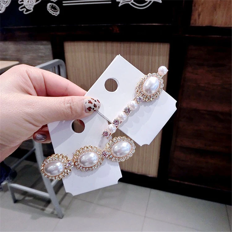 2018 New Wholesale Promotion Gift Girls Customise Fashion Hair Jewellery Accessories Hair Pin Leopard Crystal Flower Pearl Hairclip for Women