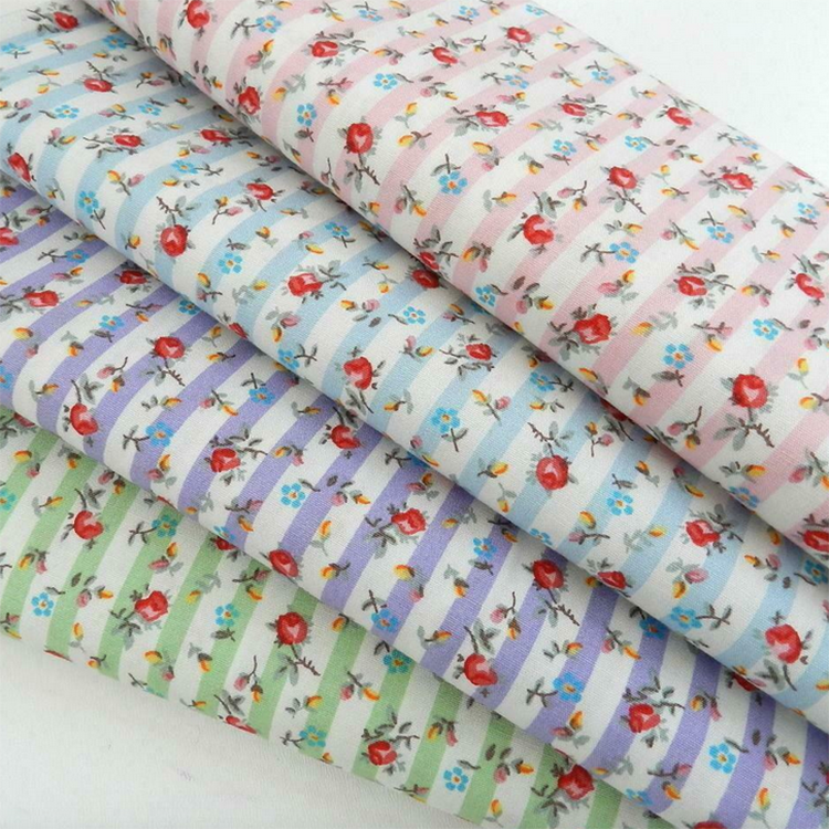 Wholesale Clothing Material Poplin Cotton Woven Floral Design Fabric For Dress