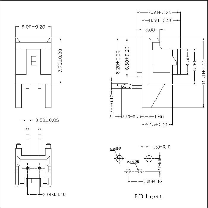 Conector de wafer do dip de 2,00 mm de ângulo direito