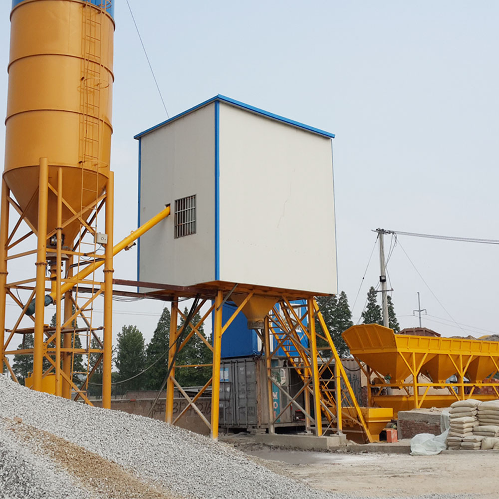 25m3/h stationary type small concrete batching plant