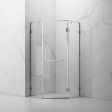Corner Pentagon Hinge Swing Tempered Glass Shower Enclosure