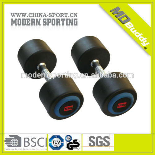 Wholesale Fixed Solid Steel Rubber Dumbbell