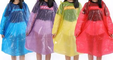 Stock Disposable PE RainCoat with Elastic