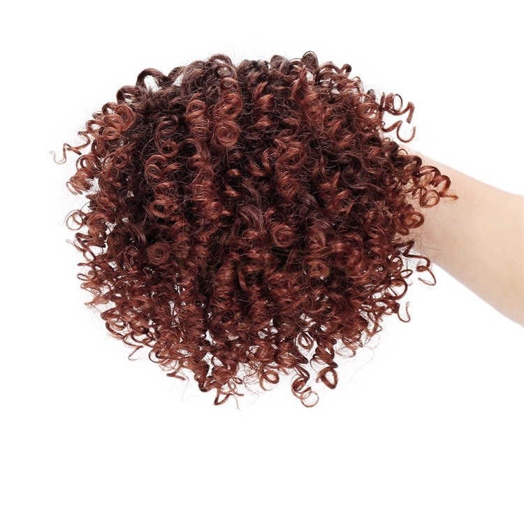 Vigorous Short Afro Curly Ponytail Hair Piece for African American Women Drawstring Curly Extension Clip in Synthetic Hair Bun