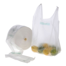 Reuse Cheap milk white Plastic T Shirt Bag shopping bag with logo for Grocery Store