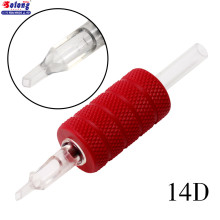 Solong 14D 20pcs 25mm Red Silicone Tattoo Grips Tubes with Clear Diamond Tips Sterilized Disposable Plastic Tattoo Grips Tubes