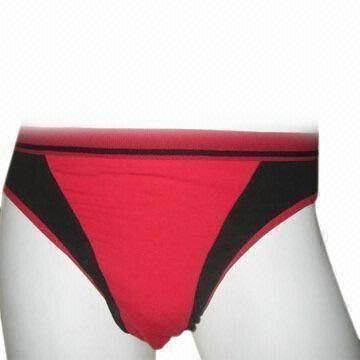 Men's Brief, Made of 95% Cotton and 5% Spandex, Available in Red and Black Colors