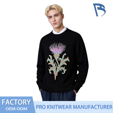 Elegant Midnight Thistle Knit Sweater