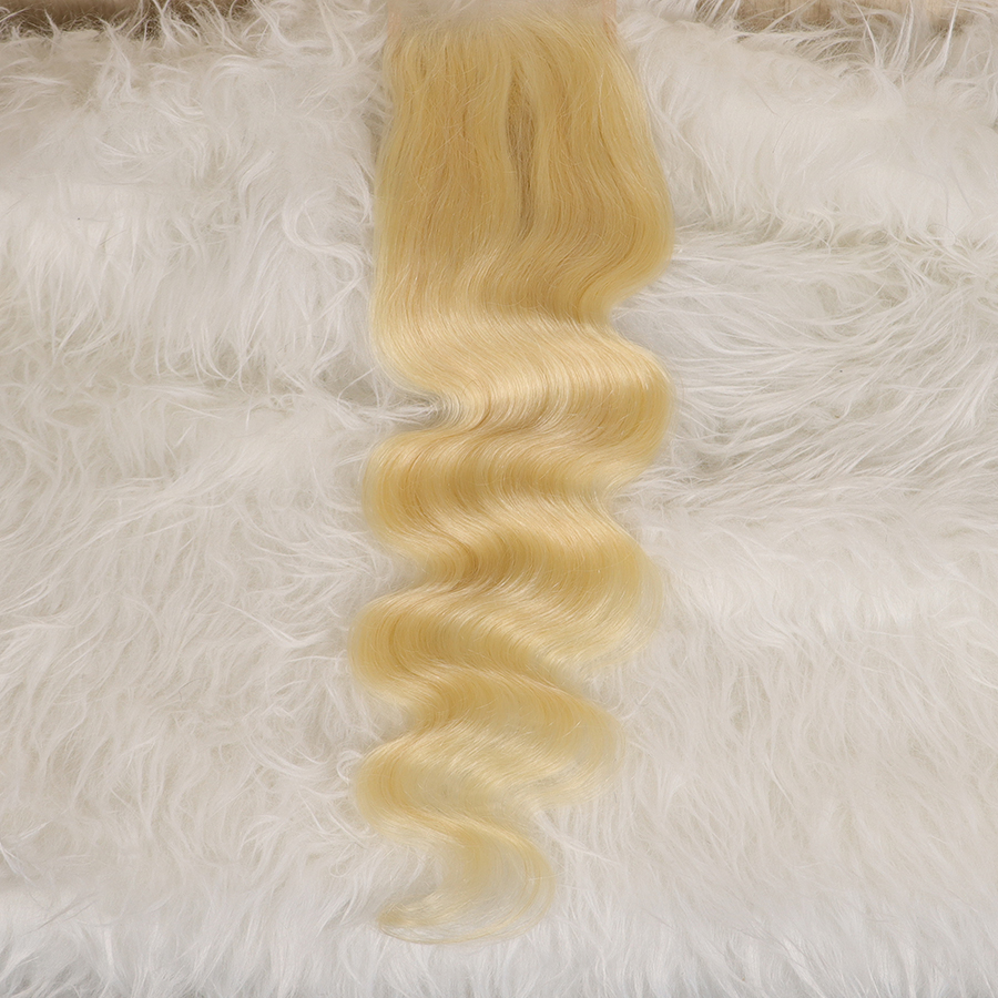 WKS 613 Blonde Lace Frontal Closure Straight Wave Brazilian Human Hair Virgin Cuticle Aligned 4X4 5x5 13x4 Lace 613 Closure