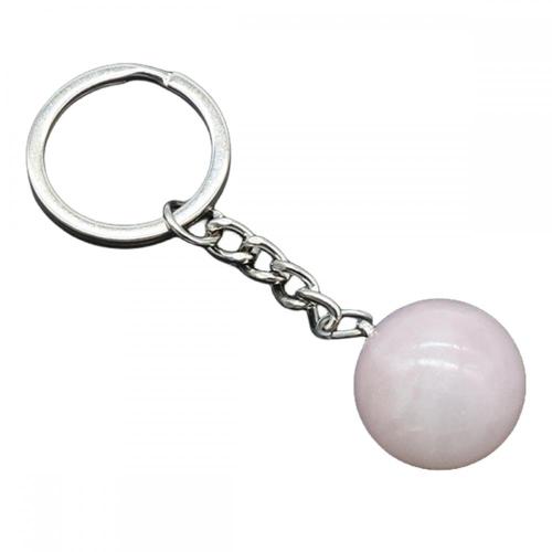 Gemstone 20mm Round Beads Key Chains Natural Crystal Quartz Balls Key Ring Charm Pendant Keychains Anniversary Gift