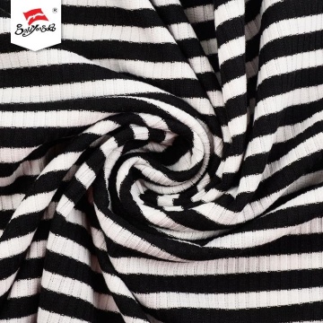 Yarn Dyed Rib Polyester Rayon Spandex Fabric