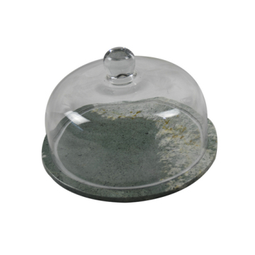 Marble Round Tray with Glass Dome