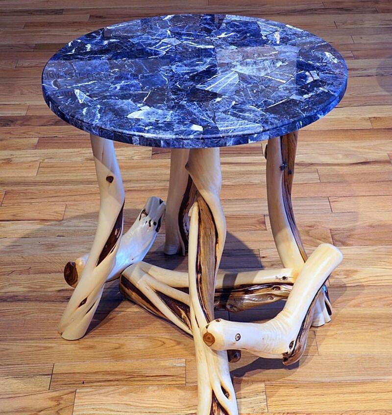 blue agate side table