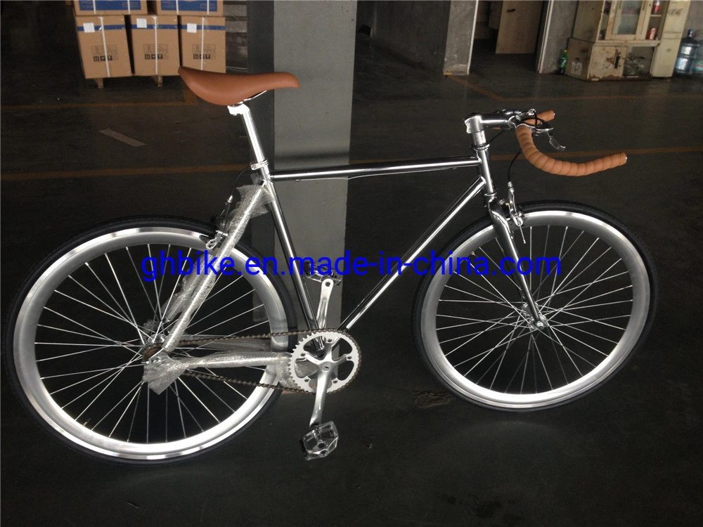 700c Single Speed Silver Color Hi Ten Steel Racing Bicycle Sports Bikes Cycling Fixed Gear Bikes