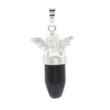 Natural Crystal Gemstone angel bullet Stone Pendant Necklace for Women and Girls Fashion Jewelry with two Chains