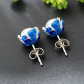 Vente en gros de 925 Sterling Silver oreille cloisonné fleur d’eau douce perles Boucles d’oreilles