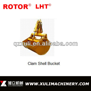 Excavator and bulldozer clam shell bucket