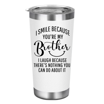 Travel-Friendly Bullet Shape Tumbler Cup - 'I Smile You're My Brother' Mug