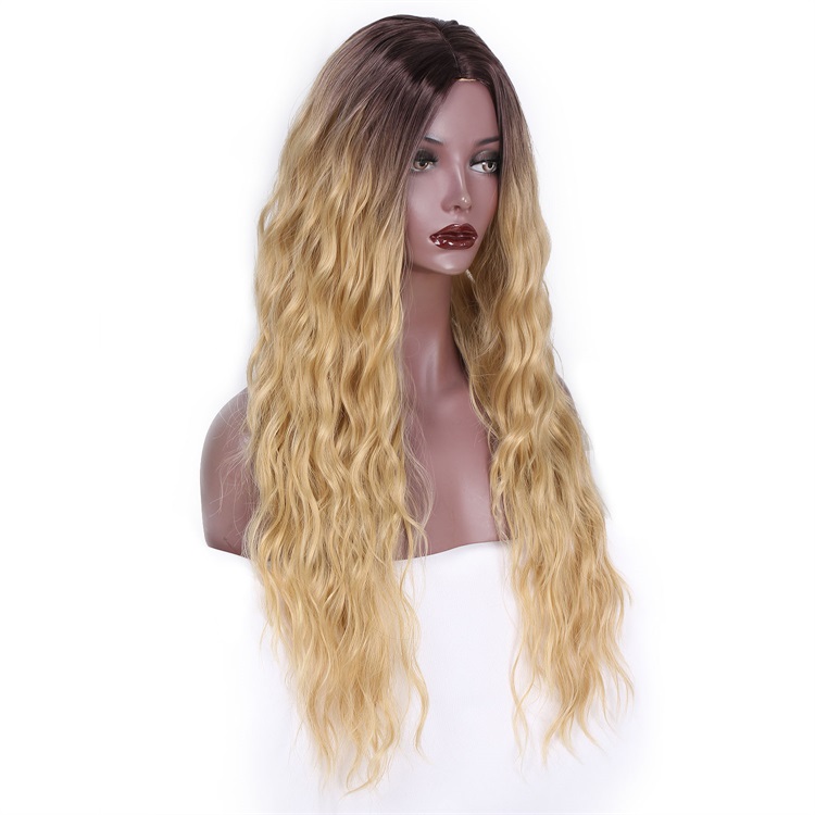 Vigorous Long Ombre Blonde Synthetic Wigs Natural Wave Wigs for Black Women Heat Resistant Fiber Cosplay Wigs