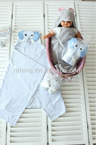 Blue Elephant Baby Hooded Towel