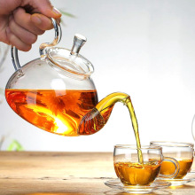 High Borosilicate Glass Teapot with Infuser - Clear Blooming Flower Glass Fireproof Tea Pot