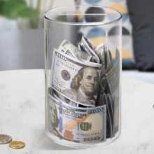 JUMEIJIA Clear Acrylic Large Capacity Money Saver Piggy Bank for Kids and Adults