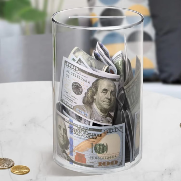 JUMEIJIA Clear Acrylic Large Capacity Money Saver Piggy Bank for Kids and Adults