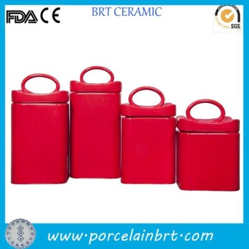 Wholesale red tea coffee sugar canisters Ceramic Kitchen Canisters