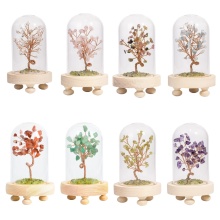 Woven chip Stone lucky of tree Spiritual Meditation Energy Room Office Desk Decor Gifts Wood Base