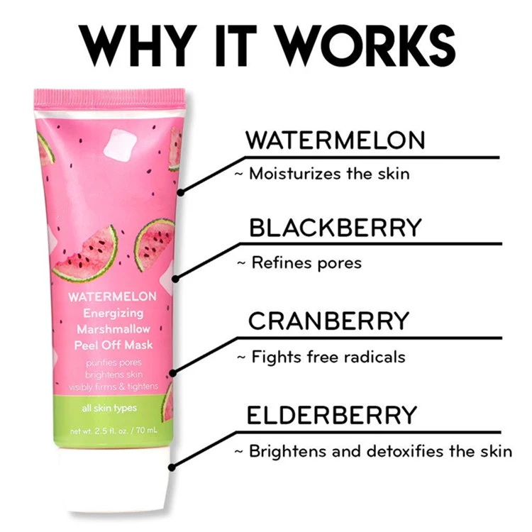 Private Label Watermelon Energizing Marshmallow Firming Brightening Peel off Mask