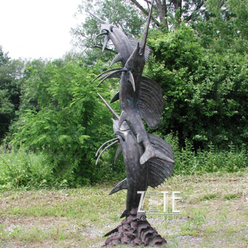 Outdoor Large Fish Sculpture Bronze Swordfish Statues For Garden Decoration