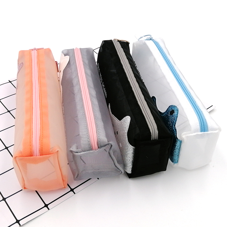 Custom school office transparent mesh pencil case