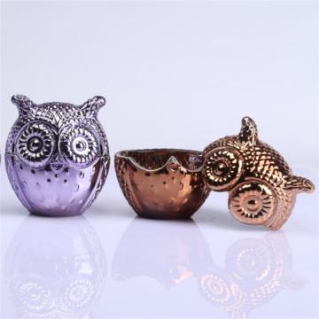 Pots de bonbons en verre en forme de hibou en verre coloré