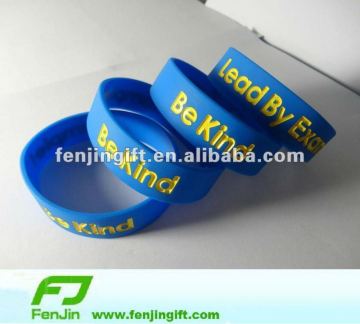 debossed color filled silicone bracelet