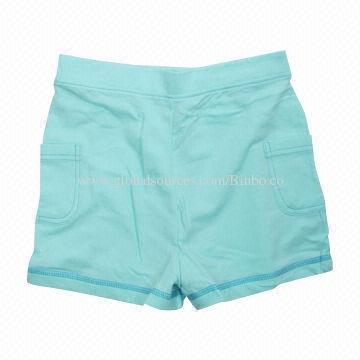 Girls' Cotton Casual Shorts with Elastic Waist, OEM and ODM Orders Welcomed