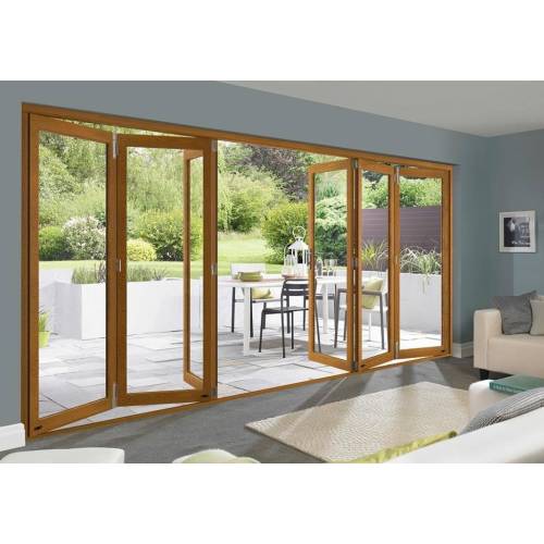 China Accordion Aluminum Folding Double Glass Doors Factory