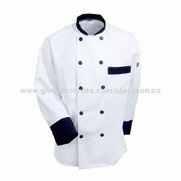 2014 New Design Long Sleeve Black Trim Chef Coat for Sale, OEM Orders Welcomed