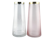 Clear &Pink Glass Vase With Gold Rim