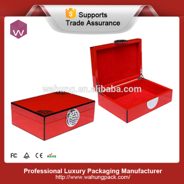 luxury wooden jewelery packaging box color red