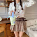 女性用のカスタマイズされたピンクキャンバスバケットトートバッグ